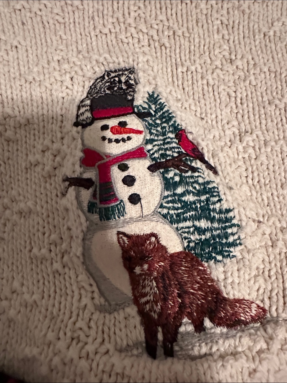 croft & barrow Cream Fair Isle Snowman & Fox Holiday Sweater - Picture 4 of 8